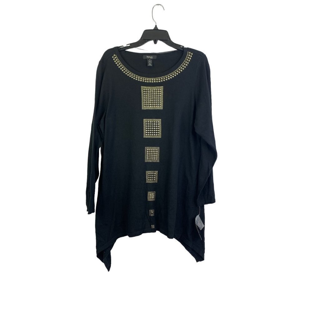 Style & Co Women's Deep Black & Gold Top